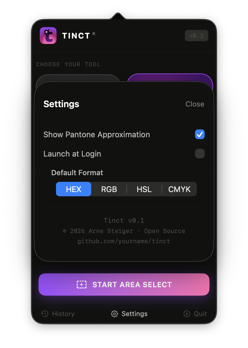 Area Select Modus